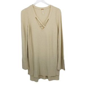 Free People Womens V Neck Long Sleeve Sweater Sz M